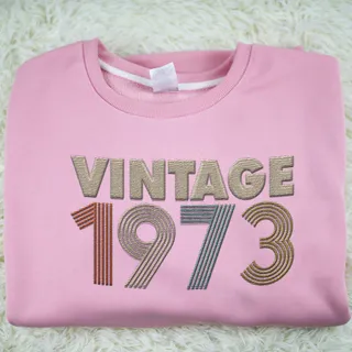 Vintaged 1973 Embroidered Sweatshirt – Pink