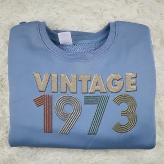 Vintaged 1973 Embroidered Sweatshirt – Blue
