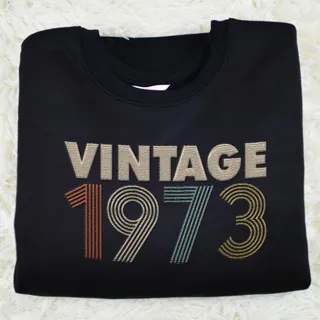 Vintaged 1973 Embroidered Sweatshirt – Black