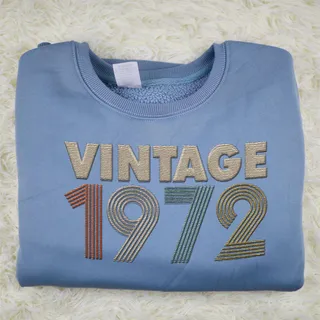 Vintaged 1972 Embroidered Sweatshirt – Blue