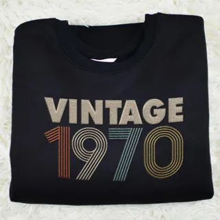 Vintaged 1970 Embroidered Sweatshirt – Black
