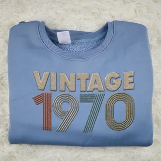 Vintaged 1970 Embroidered Sweatshirt – Blue
