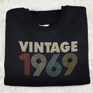 Vintaged 1969 Embroidered Sweatshirt – Black
