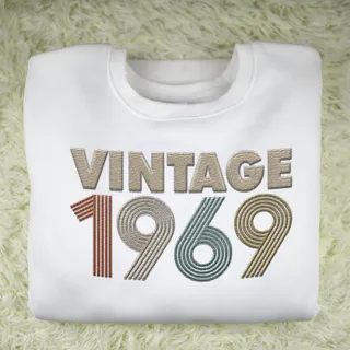 Vintaged 1969 Embroidered Sweatshirt – White