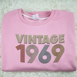 Vintaged 1969 Embroidered Sweatshirt – Pink