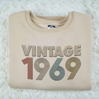 Vintaged 1969 Embroidered Sweatshirt – Khaki