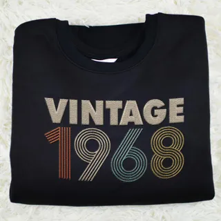 Vintaged 1968 Embroidered Sweatshirt – Black