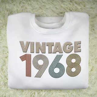 Vintaged 1968 Embroidered Sweatshirt – White