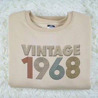 Vintaged 1968 Embroidered Sweatshirt – Khaki
