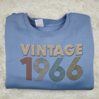 Vintaged 1966 Embroidered Sweatshirt – Blue