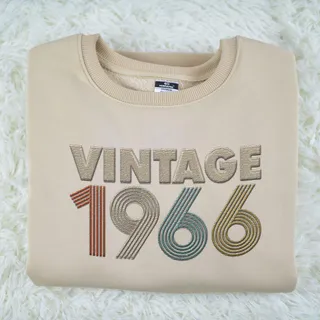 Vintaged 1966 Embroidered Sweatshirt – Khaki