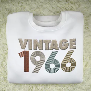 Vintaged 1966 Embroidered Sweatshirt – White