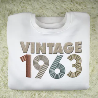 Vintaged 1963 Embroidered Sweatshirt – White
