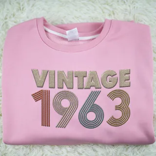 Vintaged 1963 Embroidered Sweatshirt – Pink