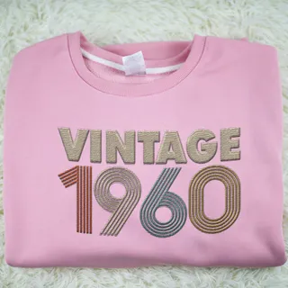 Vintaged 1960 Embroidered Sweatshirt – Pink