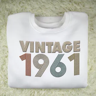 Vintaged 1961 Embroidered Sweatshirt – White
