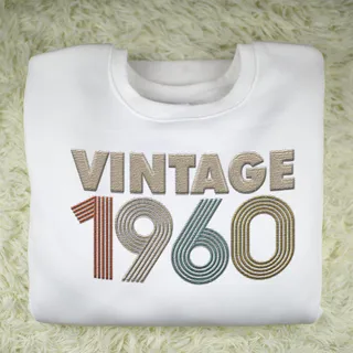Vintaged 1960 Embroidered Sweatshirt – White