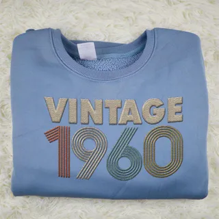 Vintaged 1960 Embroidered Sweatshirt – Blue