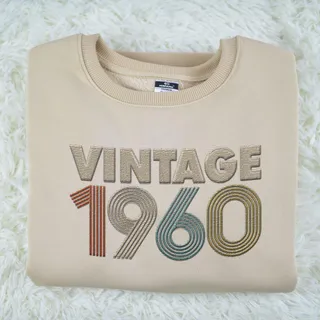 Vintaged 1960 Embroidered Sweatshirt – Khaki