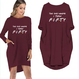 The One Where I Turn Fifty Pocket Dress – Red