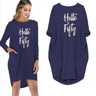 Hello Fifty Pocket Dress – Blue