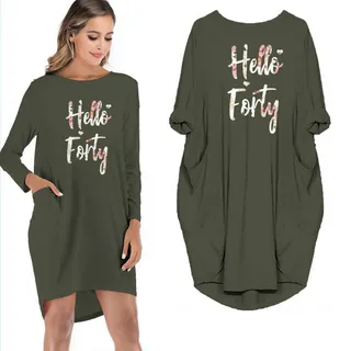 Hello Forty Pocket Dress – Green