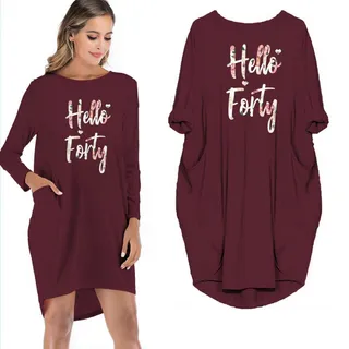 Hello Forty Pocket Dress – Red