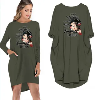 I Am A May Girl Pocket Dress – Green