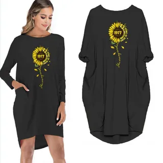 1977 43 Years Of Being Awesome You Are My Sunshine Vintage Pocket Dress – Black