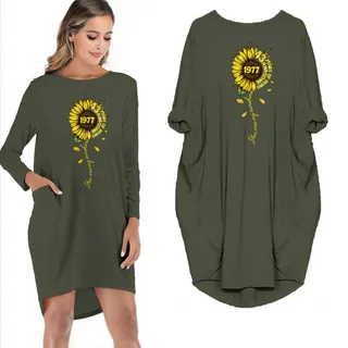 1977 43 Years Of Being Awesome You Are My Sunshine Vintage Pocket Dress – Green