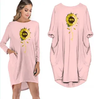 1976 44 Years Of Being Awesome You Are My Sunshine Vintage Pocket Dress – Pink