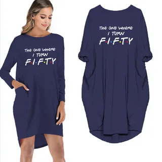 The One Where I Turn Fifty Limited Edition Pocket Dress – Blue