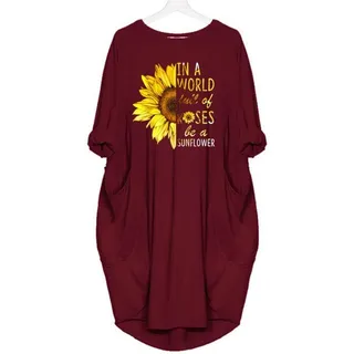 In A World Full Of Rose Be A Sunflower Pocket Dress – Red