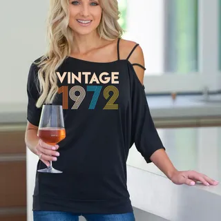 Vintage 1972 New Off Shoulder Shirt – Black