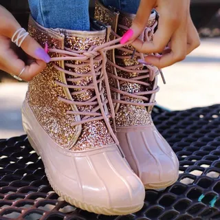 Sequin Boots For Women – Pink