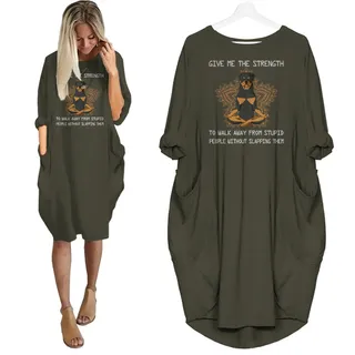Rottweiler Print Pocket Dress Funny Saying For Dog Lovers – Green