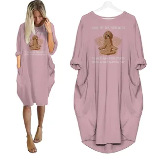 Pocket Dress Funny Saying Poodle Print For Dog Lovers – Pink