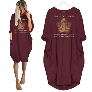 Pocket Dress Funny Saying Poodle Print For Dog Lovers – Red