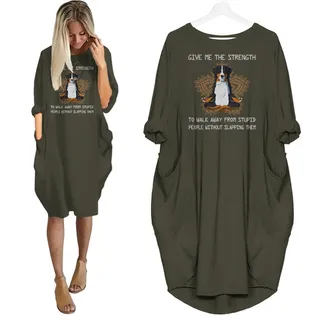 Miniature American Shepherds Print Pocket Dress Funny Saying For Dog Lovers – Green