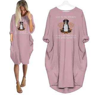 Miniature American Shepherds Print Pocket Dress Funny Saying For Dog Lovers – Pink