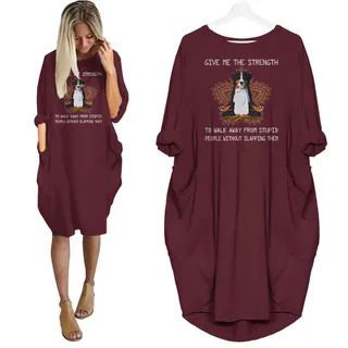 Miniature American Shepherds Print Pocket Dress Funny Saying For Dog Lovers – Red