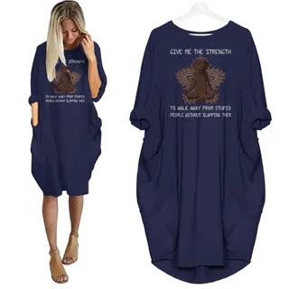 Labrador Retriever Print Pocket Dress Funny Saying For Dog Lovers – Blue