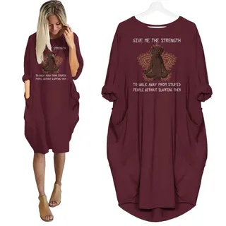 Labrador Retriever Print Pocket Dress Funny Saying For Dog Lovers – Red
