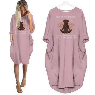 Labrador Retriever Print Pocket Dress Funny Saying For Dog Lovers – Pink