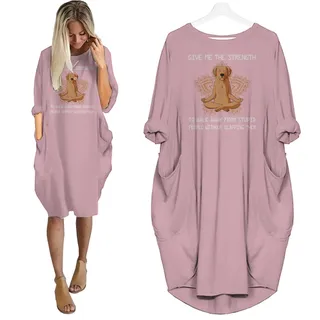 Golden Retriever Print Pocket Dress Funny Saying For Dog Lovers – Pink