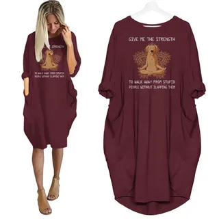 Golden Retriever Print Pocket Dress Funny Saying For Dog Lovers – Red