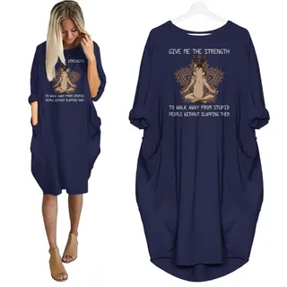 German Shepherd Dog Print Pocket Dress Funny Saying – Blue