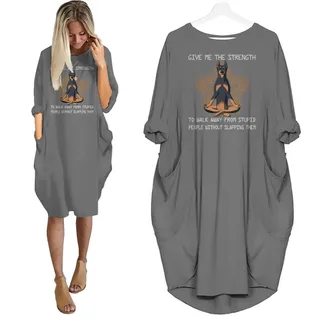 Doberman Pinscher Print Pocket Dress Funny Saying – Grey