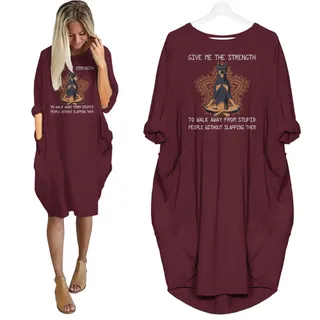 Doberman Pinscher Print Pocket Dress Funny Saying – Red
