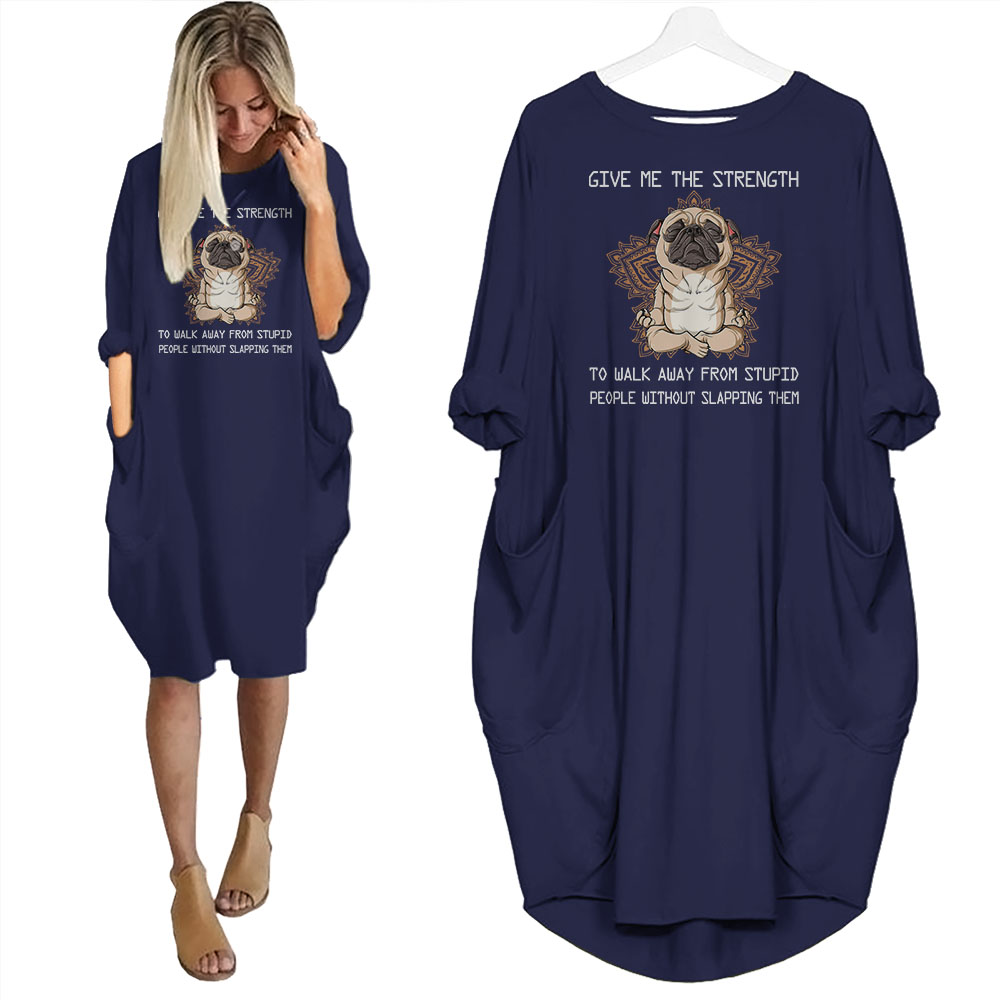 Bulldog Print Pocket Dress Funny Saying - variant image 1